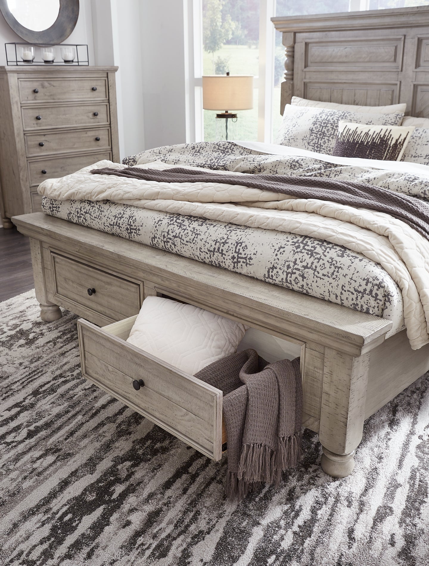 Harrastone California King Panel Bed with Dresser and Nightstand