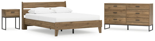 Deanlow Queen Platform Panel Bed with Dresser and Nightstand